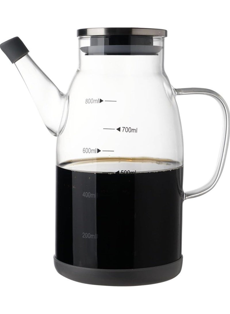 HOME ZONE Large High Borosilicate Glass Oil Bottle for Cooking 27floz Oil and Vinegar Dispenser Cruet with Non-Slip Silicone Base 800ml - Image 1